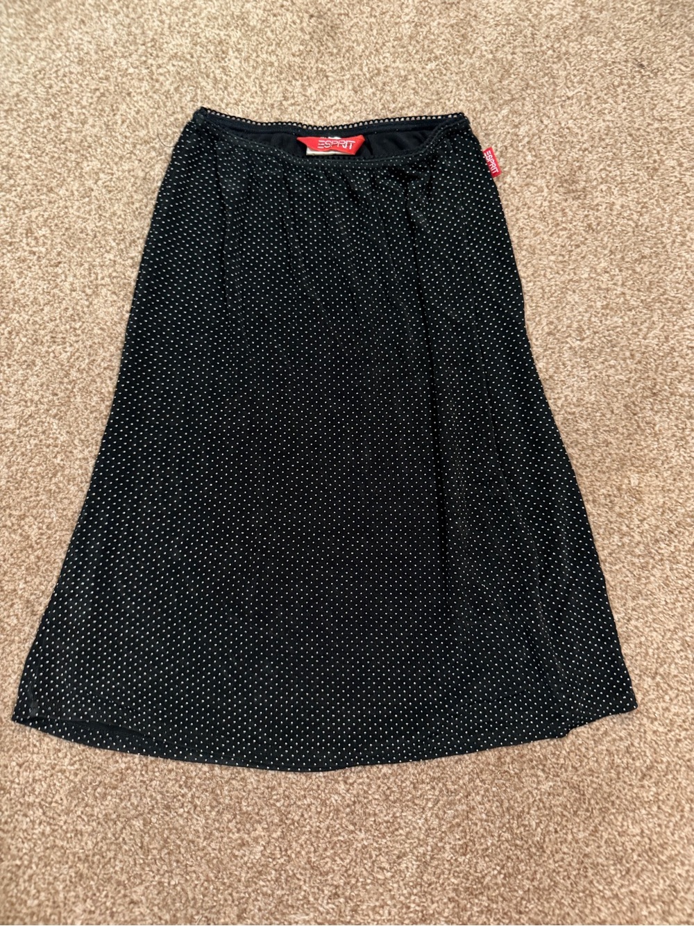 Esprit Black with White Polka Dot A-Line Skirt